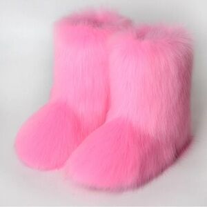 Women Winter Fluffy Faux Fox Fur Boots